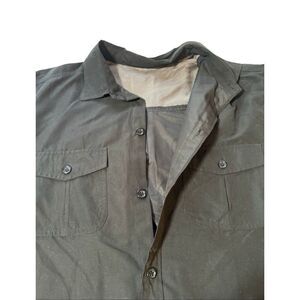Men Black button down casual long sleeve shirt  L